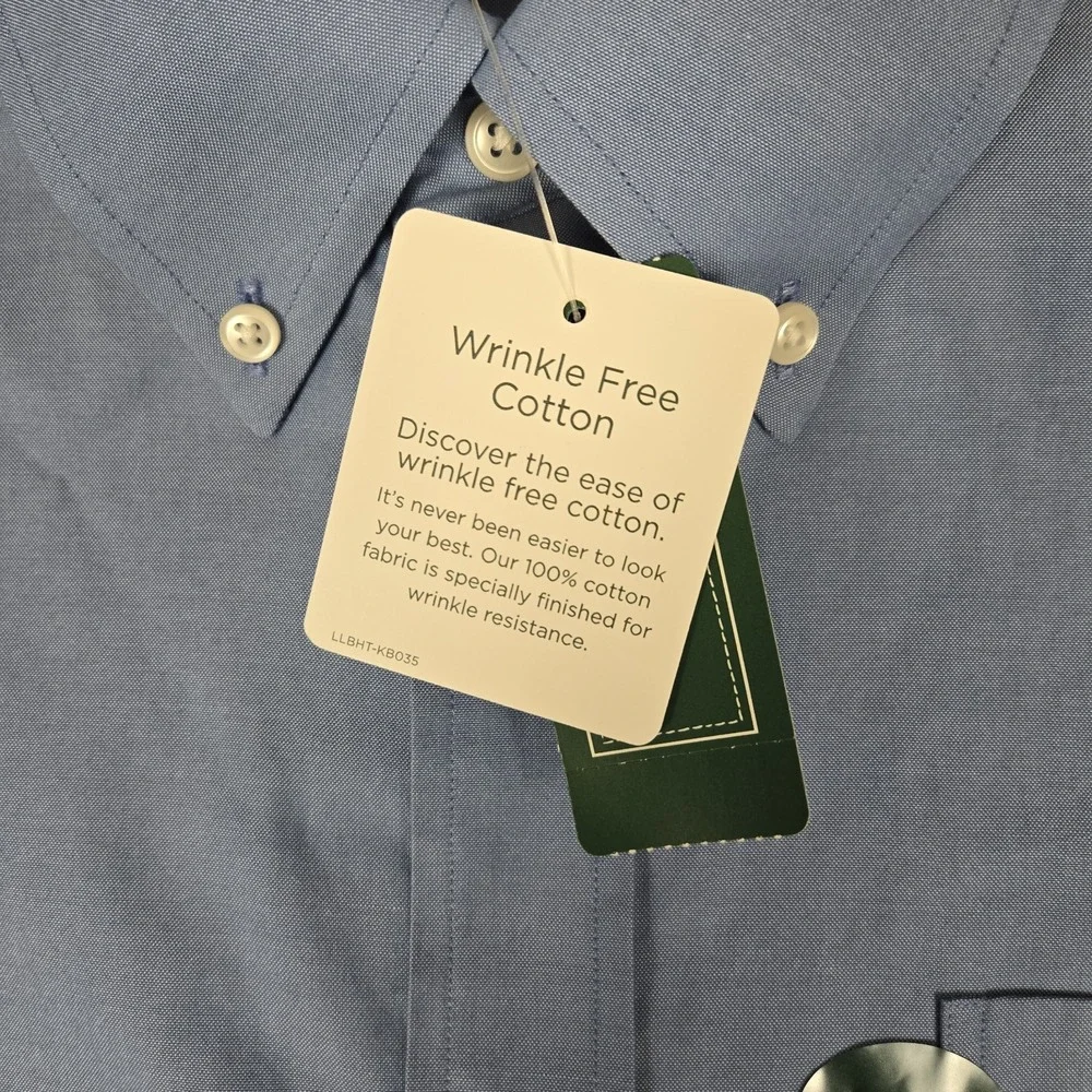 LL Bean Pinpoint Oxford Shirt Men 18-36 Blue Traditional Fit Wrinkle Free NWT